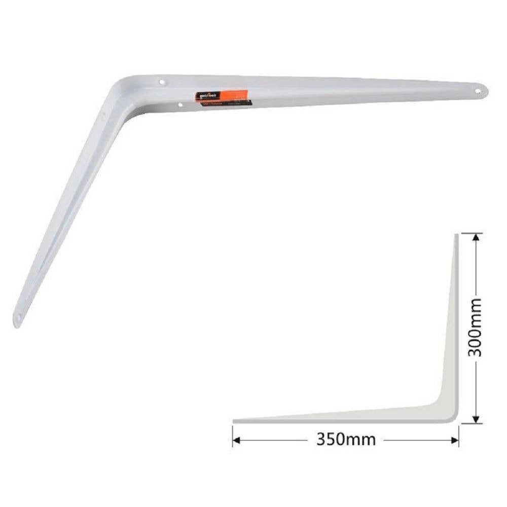 Trade Shop - Staffe Angolari 2pz Supporto Staffa Angolare Reggimensole 300x350mm Bianco Grigio -