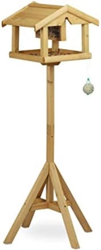 Casa per uccelli su piede - Casa per uccelli su palo - Riparo per uccelli su palo - 117 x 50 x 50 cm - Marrone