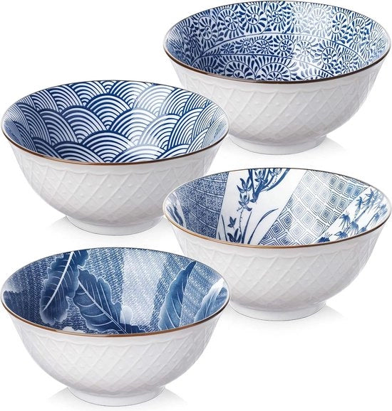 Set da colazione 62 pollici - piatti da riso e zuppa in stile giapponese - 24 oz - 700 ml - servizio per colazione, insalata, spuntino, dessert e gelato - con microonde.
