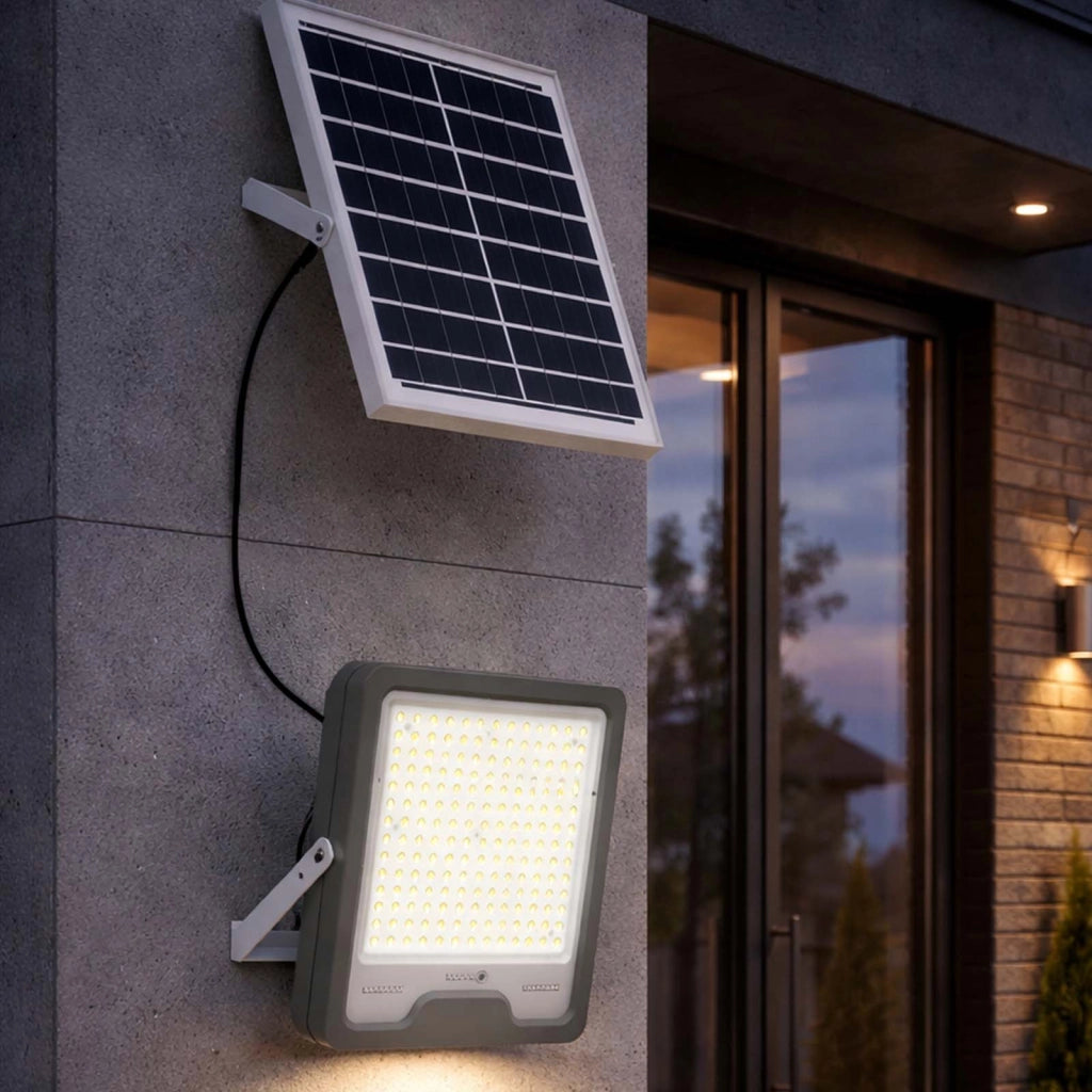 Proiettore Solare LED 20W Batteria 25000mAh per Illuminazione Esterna Nero Avizar