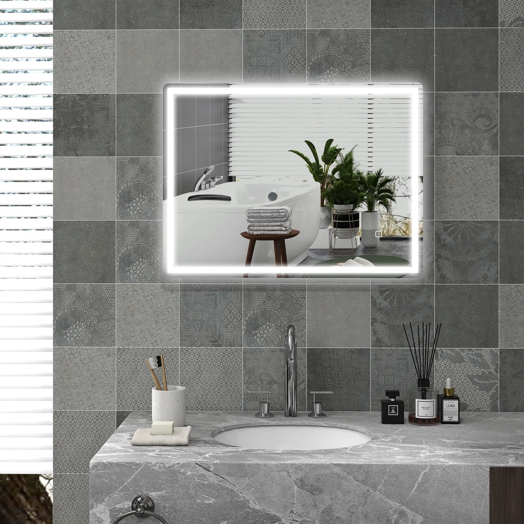 SPECCHIO LED Rettangolare 60 x 80 cm in vetro Silver con funzione antiappannamento