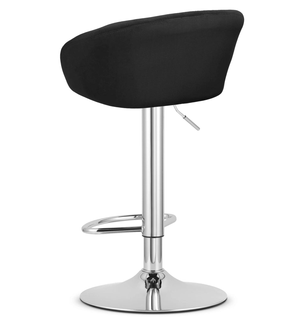 Sgabello VALORA EAST - velluto nero / base cromata per soggiorno, cucina, sala da pranzo