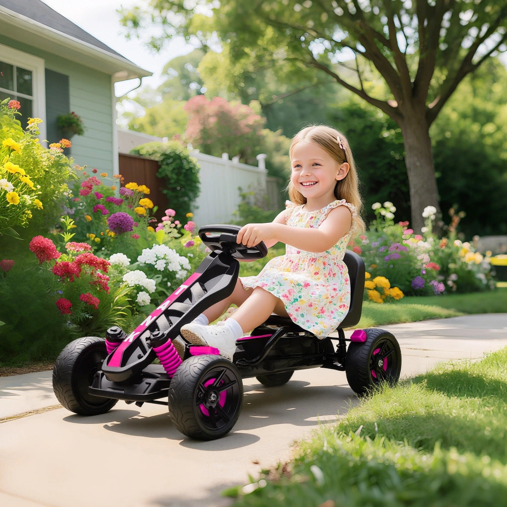 Kart a pedali per bambini ¨C zephmum ¨C rosa, 3-6 anni, ruote EVA