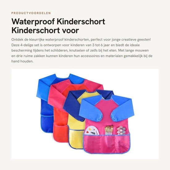 Schort Acquaproprio - Bambini Pittura - Lunga Manica - 3 Ampi Tasche - Età 3-6 Anni - Creativo Tabarro da Pittore