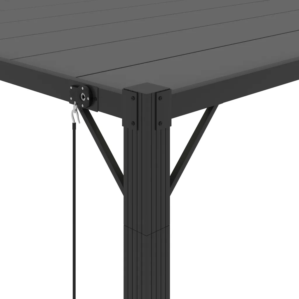 Gazebo con Tetto a Lamelle 3x4 m in Tessuto Antracite/Alluminio