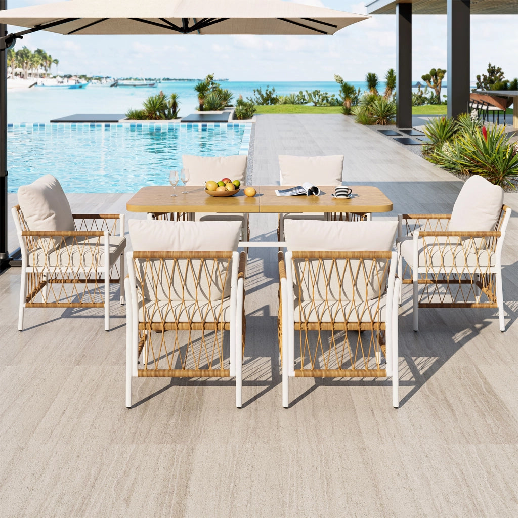 Set da Giardino con Cuscini ¨C Xylo ¨C Polyrattan, Braccioli, Metallo