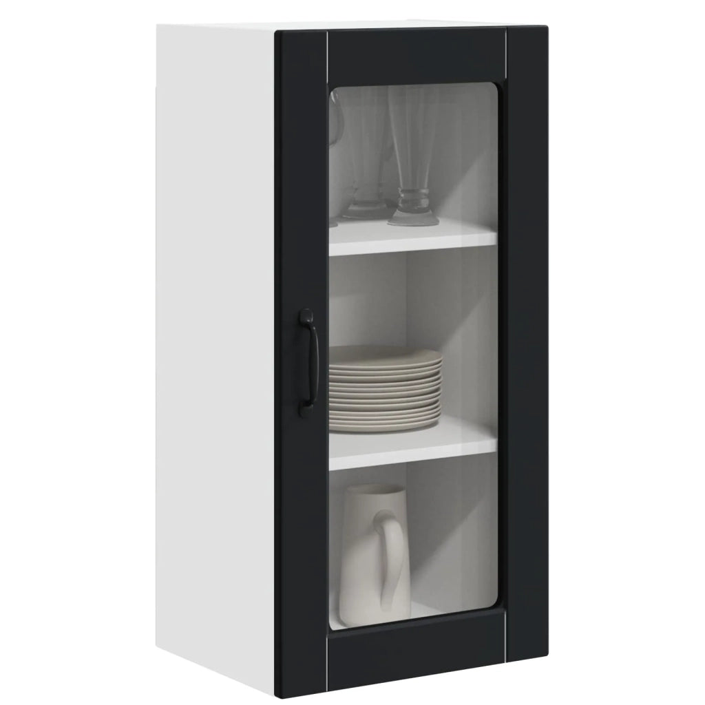 Mobile in vetro da parete LUCCA 2 pcs Nero 40 x 31 x 80 cm