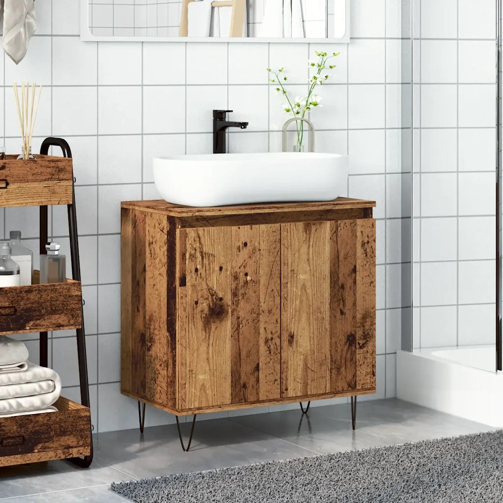 Mobile da Bagno Legno Vecchio 58x33x60 cm in Truciolato