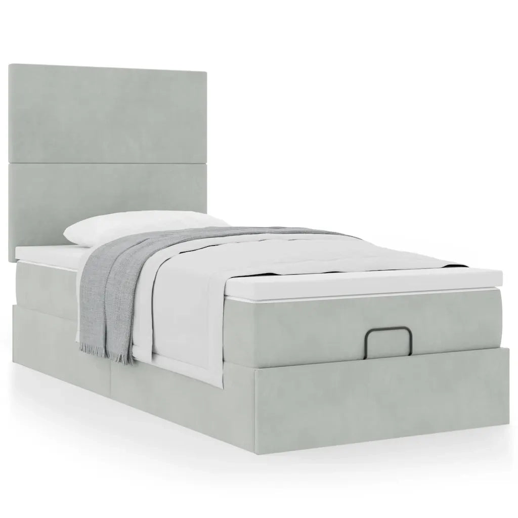 Struttura Letto Pouf con Materassi 90x200 cm in Velluto 3313373