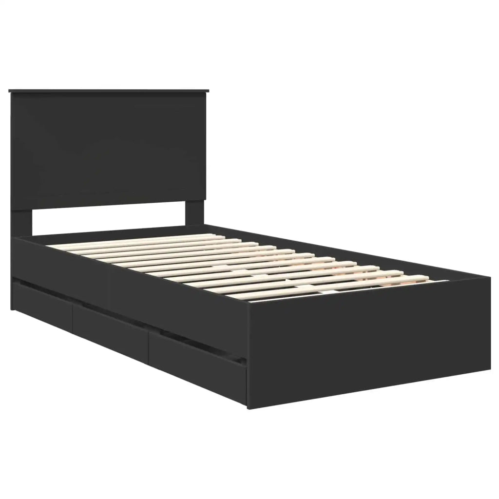 Struttura del letto Nero 100 x 200 cm Legno Ingegnerizzato
