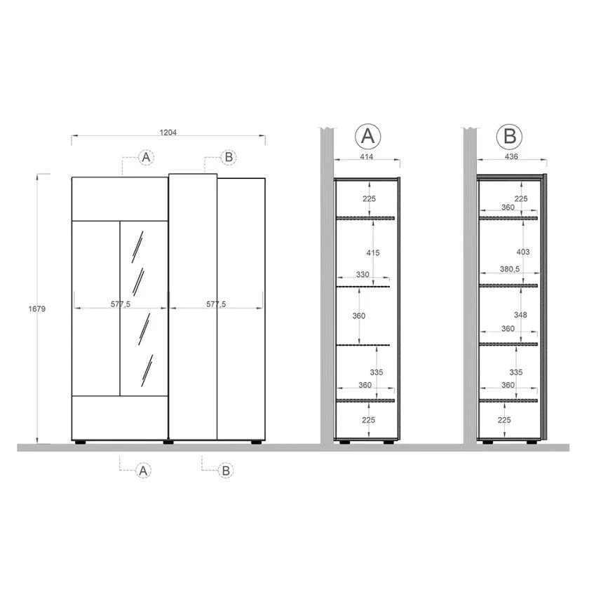 Mobile Espositore Valdagno, Vetrina 8 Ripiani, 121x44x169h cm Marrone Noce