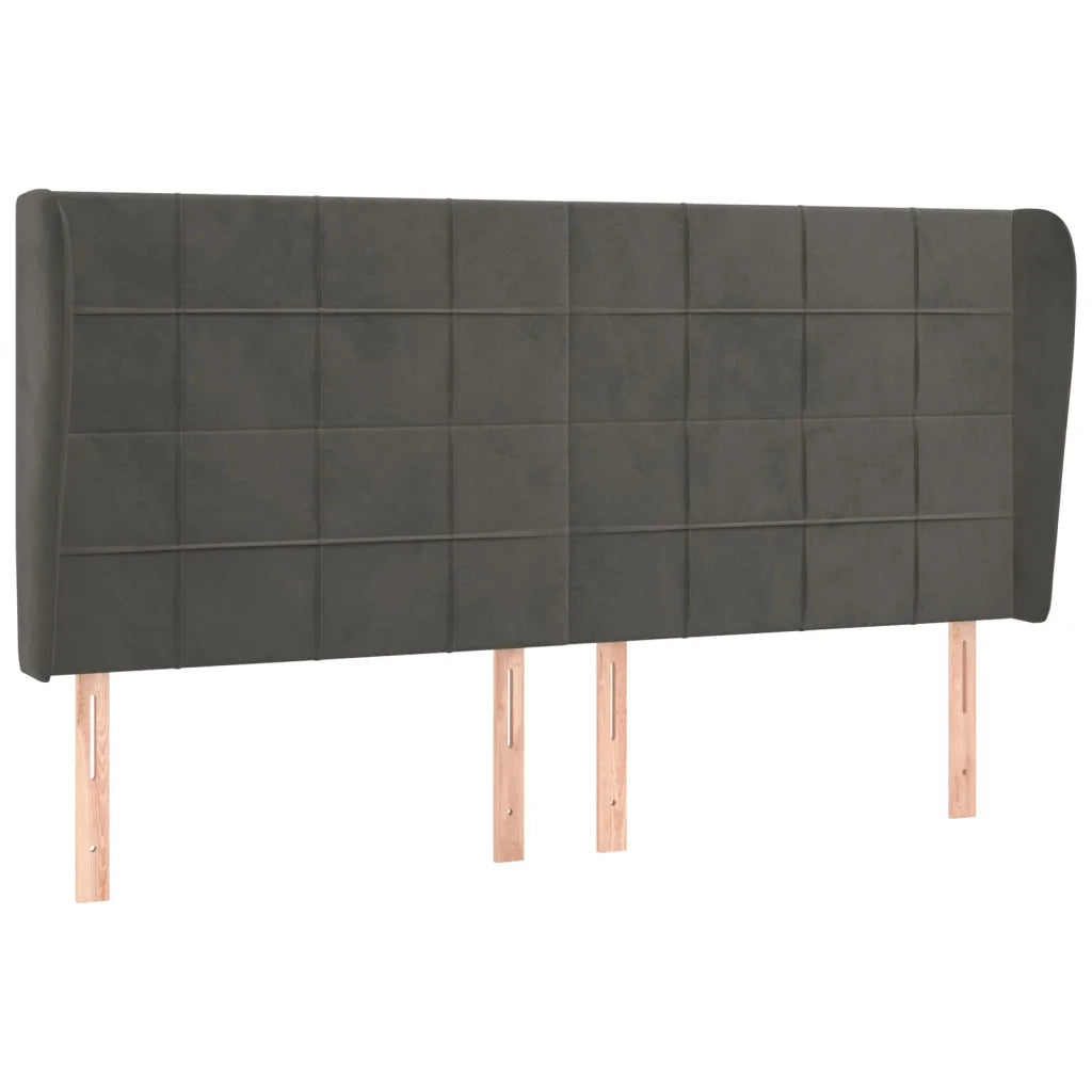 Testiera | Testata ad Orecchio Nera 163x23x118/128 cm in Velluto