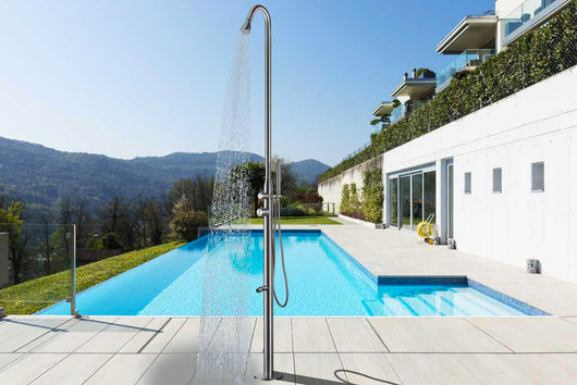 Doccia da Giardino 228x18x17,5 cm con Soffione Lavapiedi e Doccetta Sined Stintino Inox