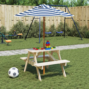 Tavolo da Picnic per 4 Bambini con Ombrellone Legno di Abete 3281614