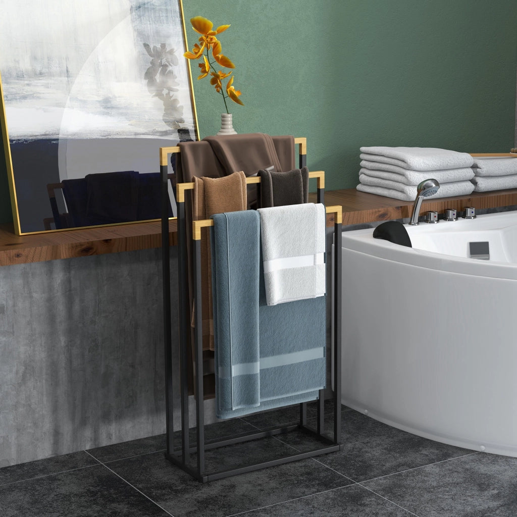 Scala Porta Asciugamani ¨C Zephmum ¨C Bamb¨´ Nero 45x22.5x86 cm
