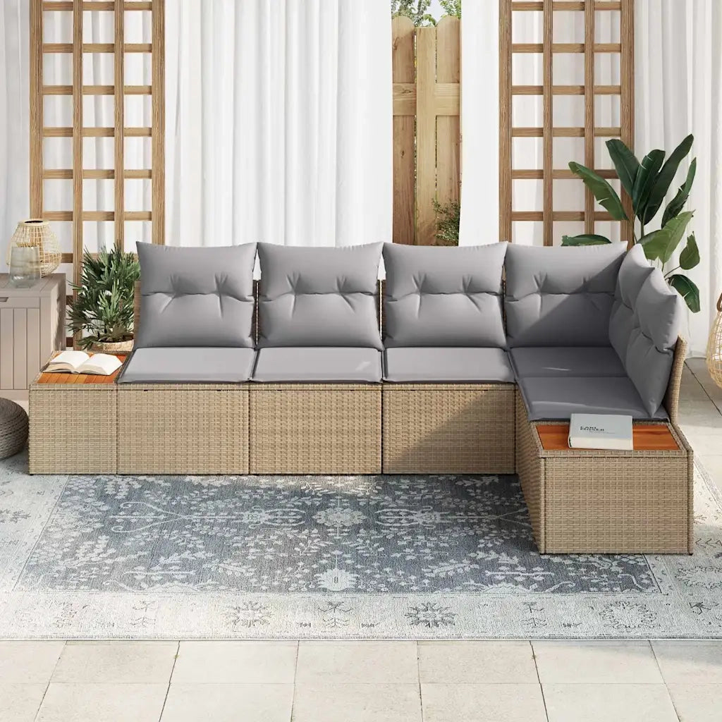Set Divano da Giardino 5 pcs beige e grigio chiaro Poly Rattan 3356755