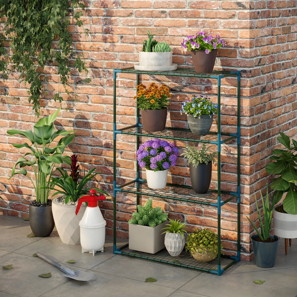 Scaffale piante ¨C zephmum ¨C 2 pezzi, 4 ripiani, verde, 70x27x110 cm