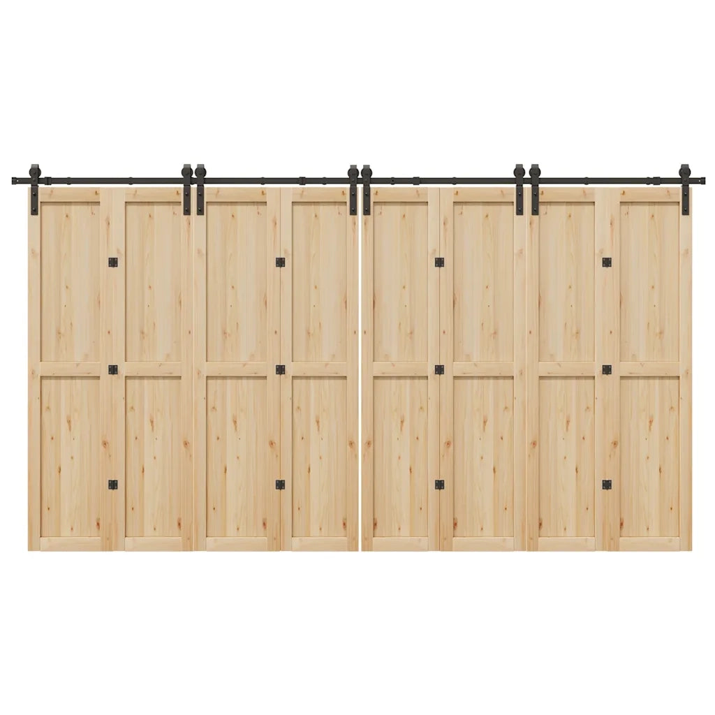 Kit di Binari per Porte Scorrevoli 400 cm Acciaio Nero CFW1480950
