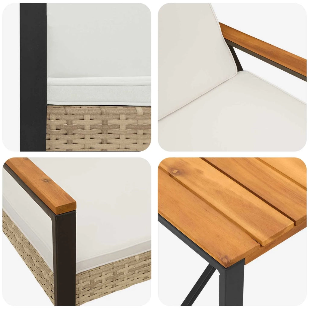 Set Mobili da Esterno 4 pz Beige e Bianco Crema polyrattan 42025327
