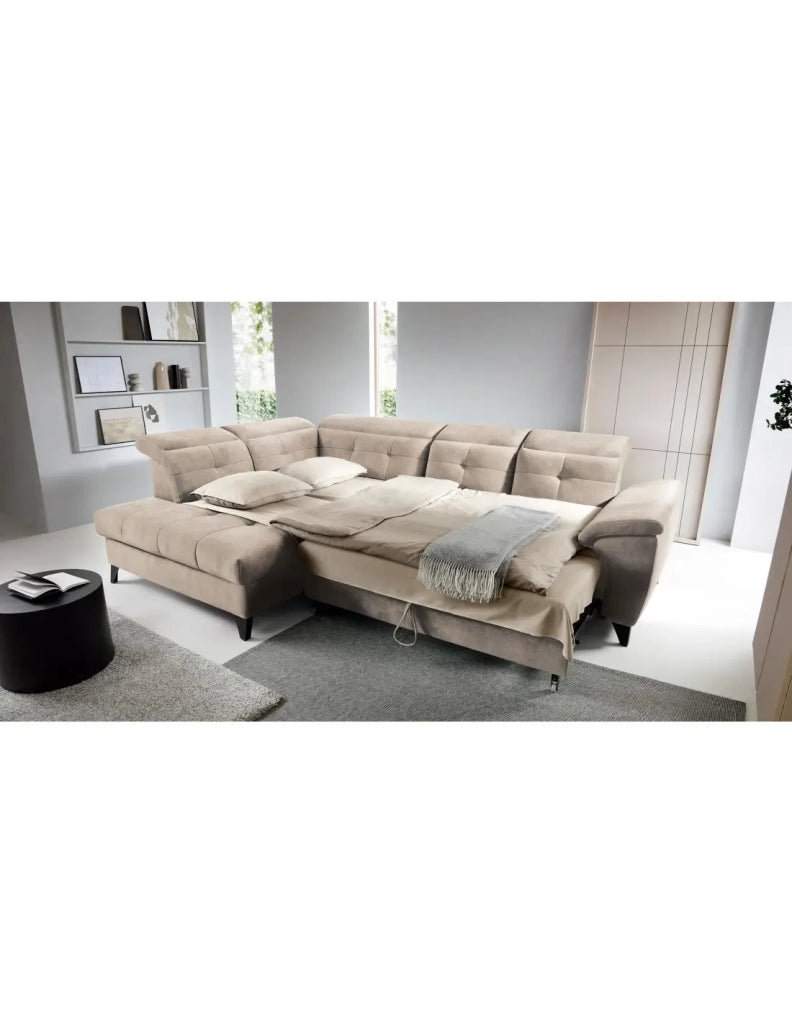 Divano ad angolo Beige 5 posti angolo sinistro 5 posti comfort INFERNO