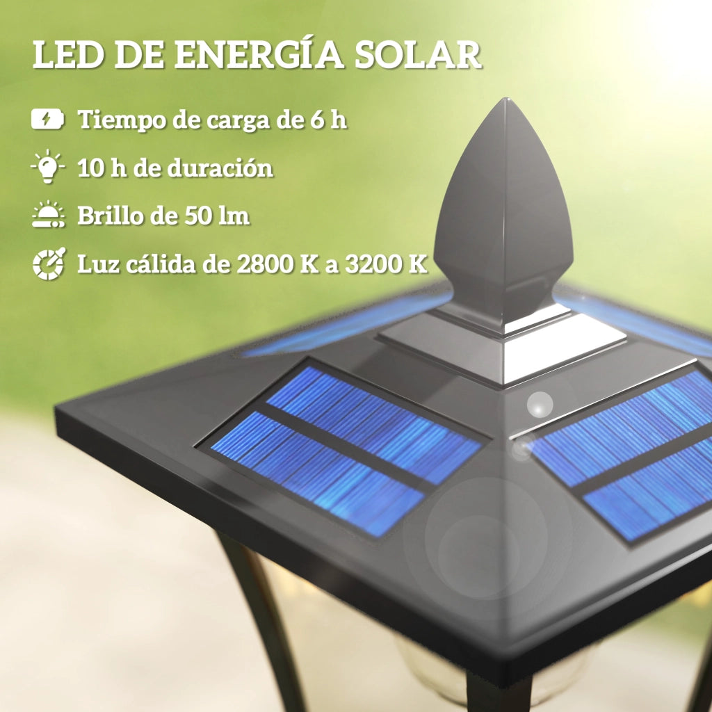 Lampada Solare da Giardino con Fioriera ¨C zephmum ¨C 33x33x160 cm Nero