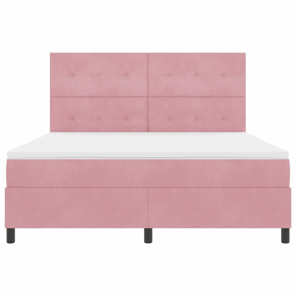 Letto a molle con materasso Rosa 180 x 200 cm Velluto 3339853