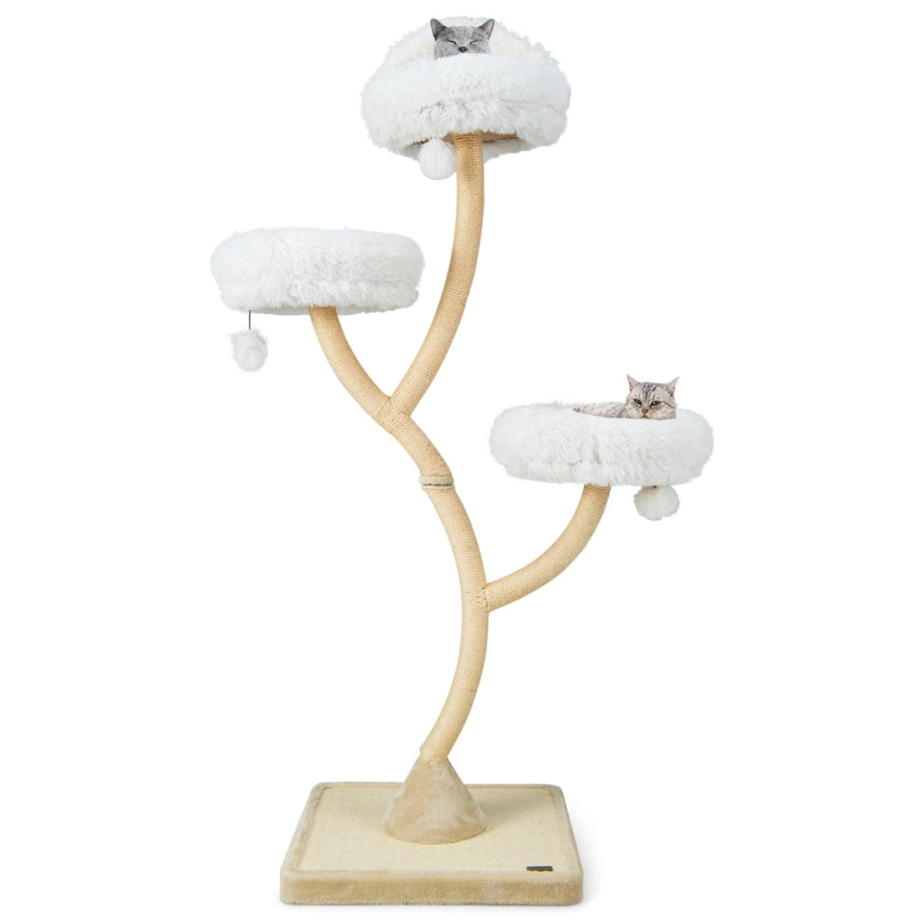 Albero per gatti alto 178cm con telaio in metallo pali e tavoletta tiragraffi in sisal, Torre per gatti Beige-Alberi Tiragraffi