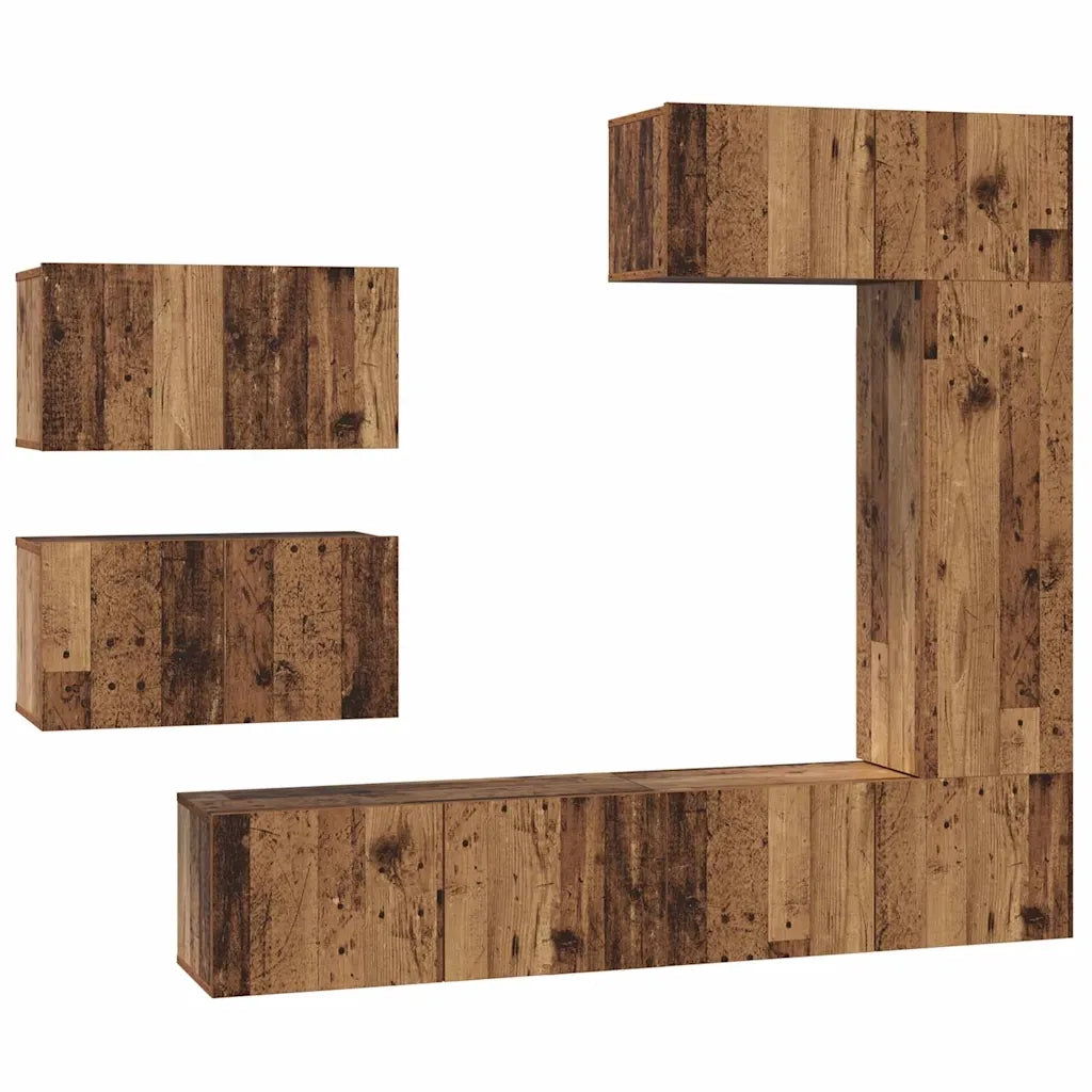 vidaXL Set mobile TV 6 pcs Legno vecchio 30.5 x 30 x 90 cm