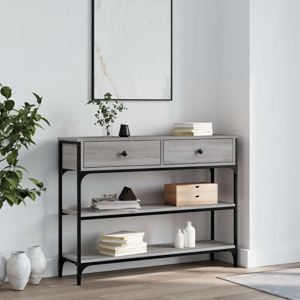Tavolino Consolle | Tavolo d'Ingresso Grigio Sonoma 100x25x75cm Legno Multistrato