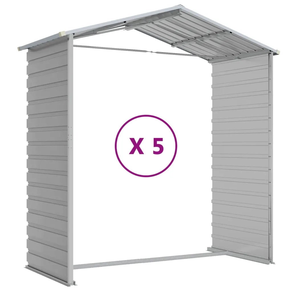 Casetta da giardino grigio chiaro 191x470x198 cm in acciaio zincato 3188246