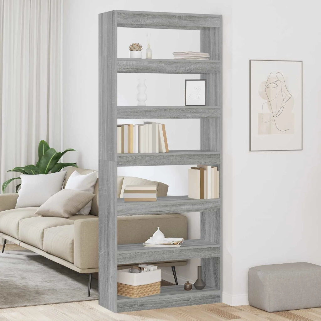 Armadio per Libri 6 livelli 80 x 30 x 198 cm Grigio Sonoma 3388356