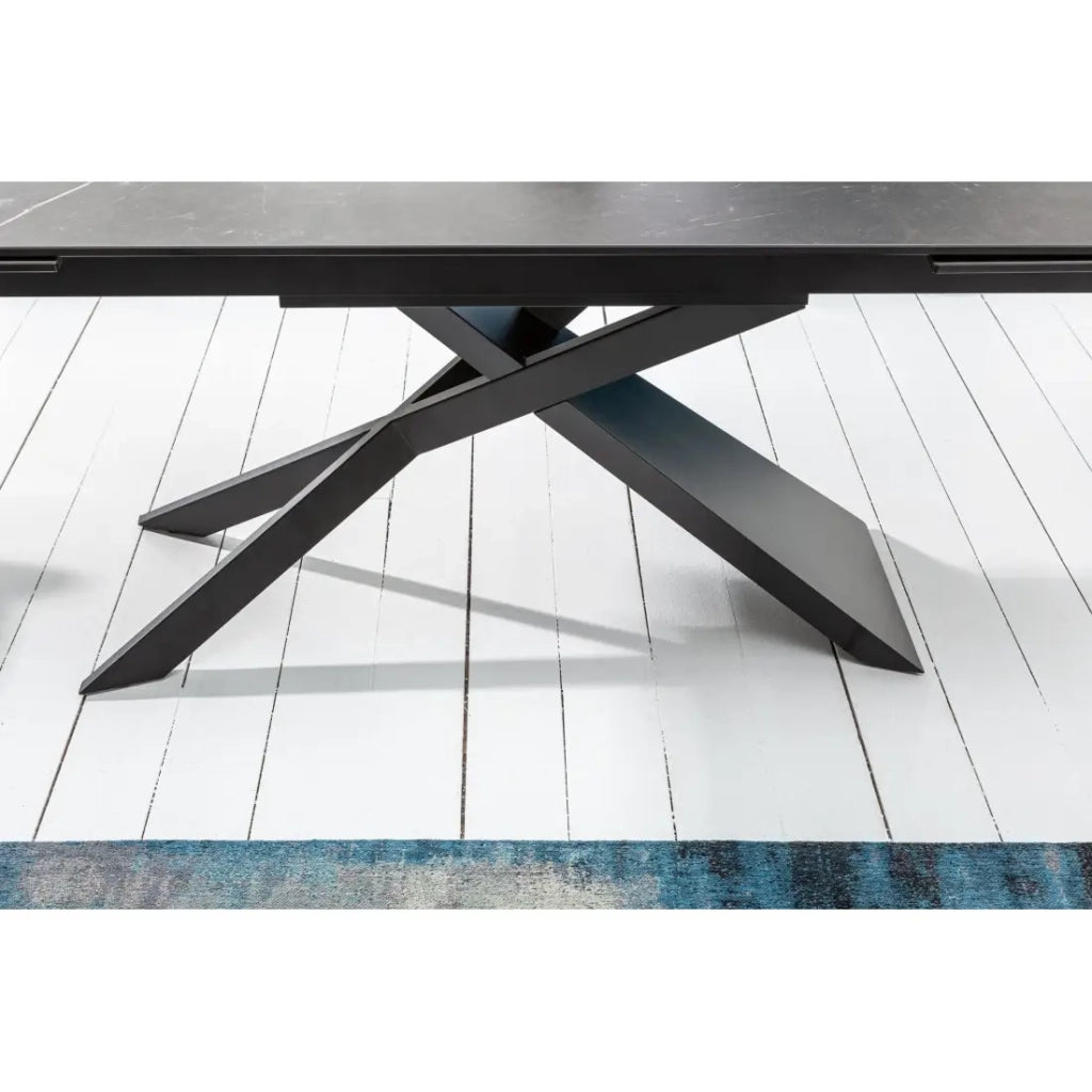Tavolo da pranzo STELIX 180–220–260 cm – Piano in ceramica antracite e vetro temperato – Estensibile