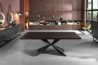 E-STYLO Tavolo fisso con top impiallacciato rovere termocotto e gambe in metallo nero, 100cm X 200cm H. 76cm.