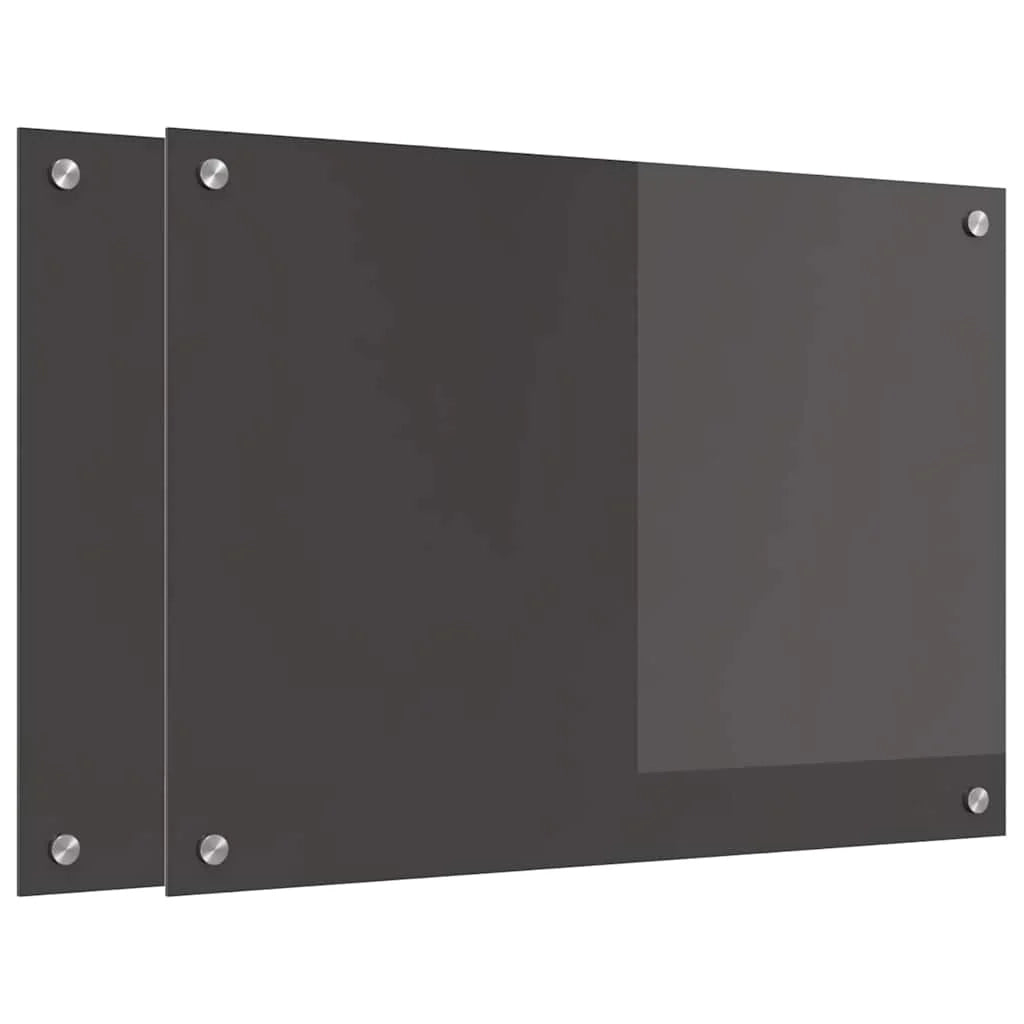 Set di 2 paraschizzi moderni per cucina resistenti al calore 70 x 50 cm in vetro temperato grigio scuro 02_0056239