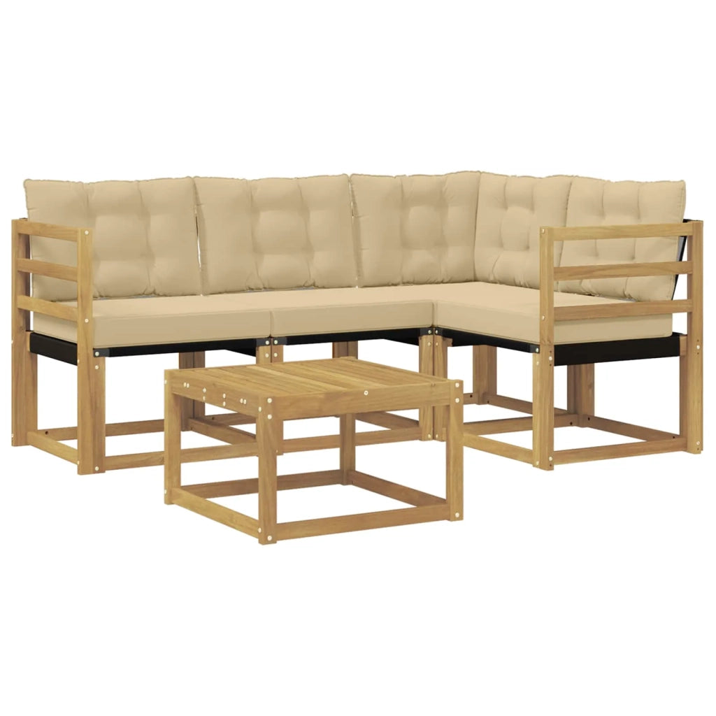 Set di divani da esterno con cuscino 5 pcs Bianco e Beige