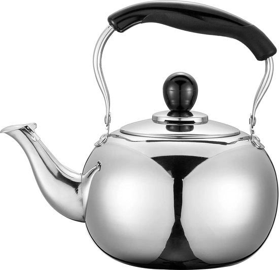 Tappo per pentola 2,5 l con maniglia isolante termica per pentola, teapot in acciaio inossidabile, adatto a tutti i forni a vapore, argento