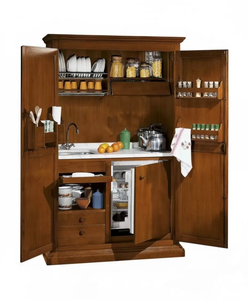 Armadio cucina arte povera in legno cucina 2 porte 135x70x210 | kit completo elettrodomestici: armadio cucina senza elettrodomestici - Mobili 2G