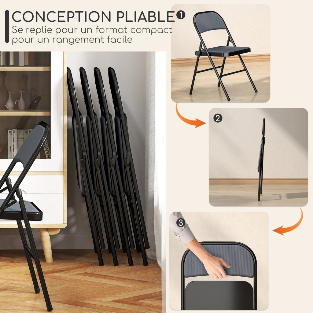 Sedia da pranzo pieghevole ¨C zephmum ¨C 45x46x78 cm grigio metallo