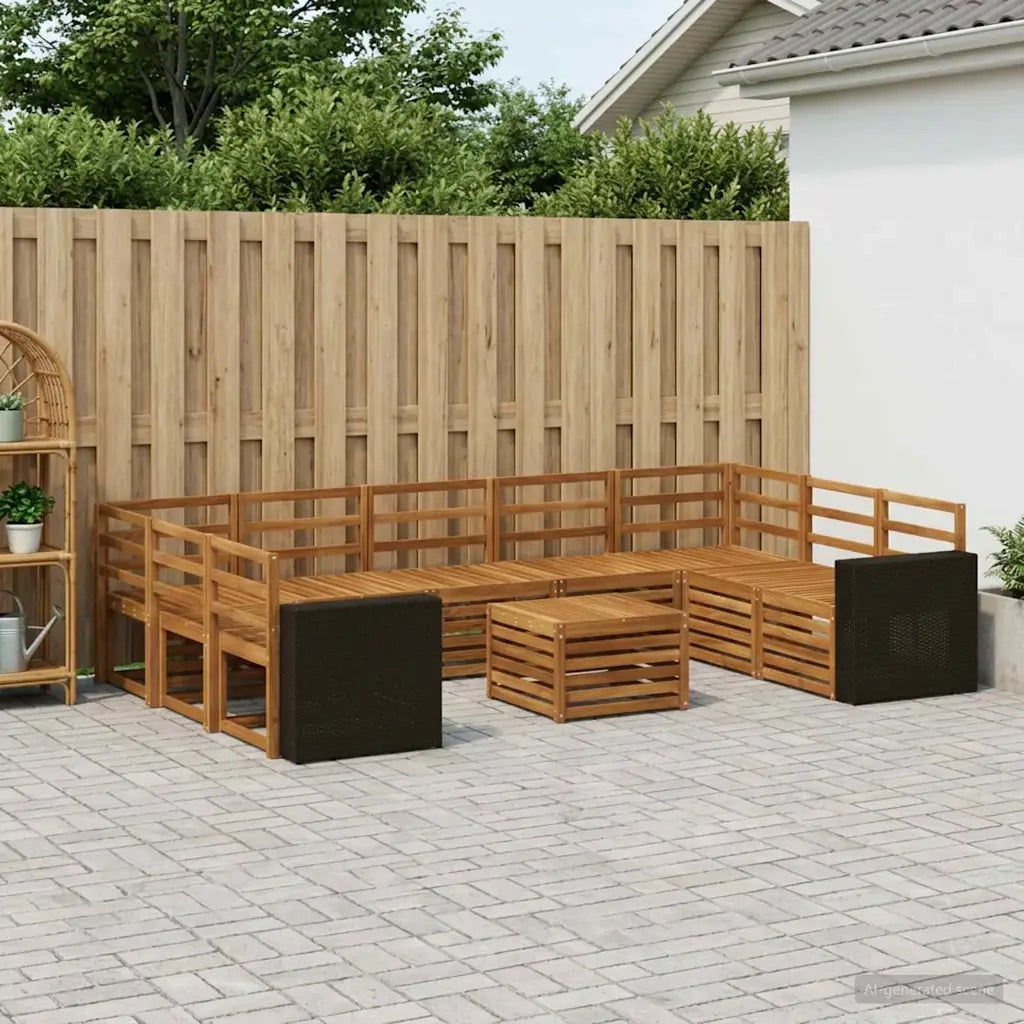 Set divani 10 pcs Naturale Legno di Acacia Massello 3384870