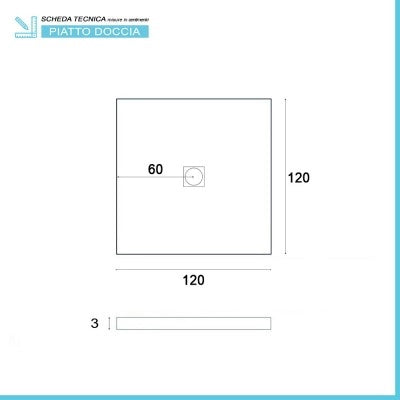 Piatto doccia filo pavimento Karen 120x120 in resina bianco pietra