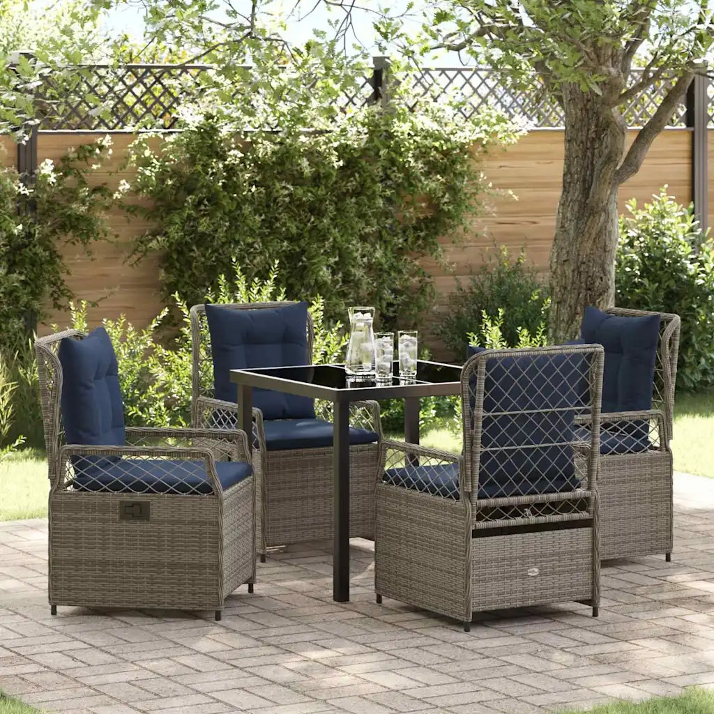 Set da Pranzo per Giardino 5 pcs Grigio polyrattan 3381052