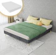 Letto con materasso 140x200 cm in tessuto e metallo grigio