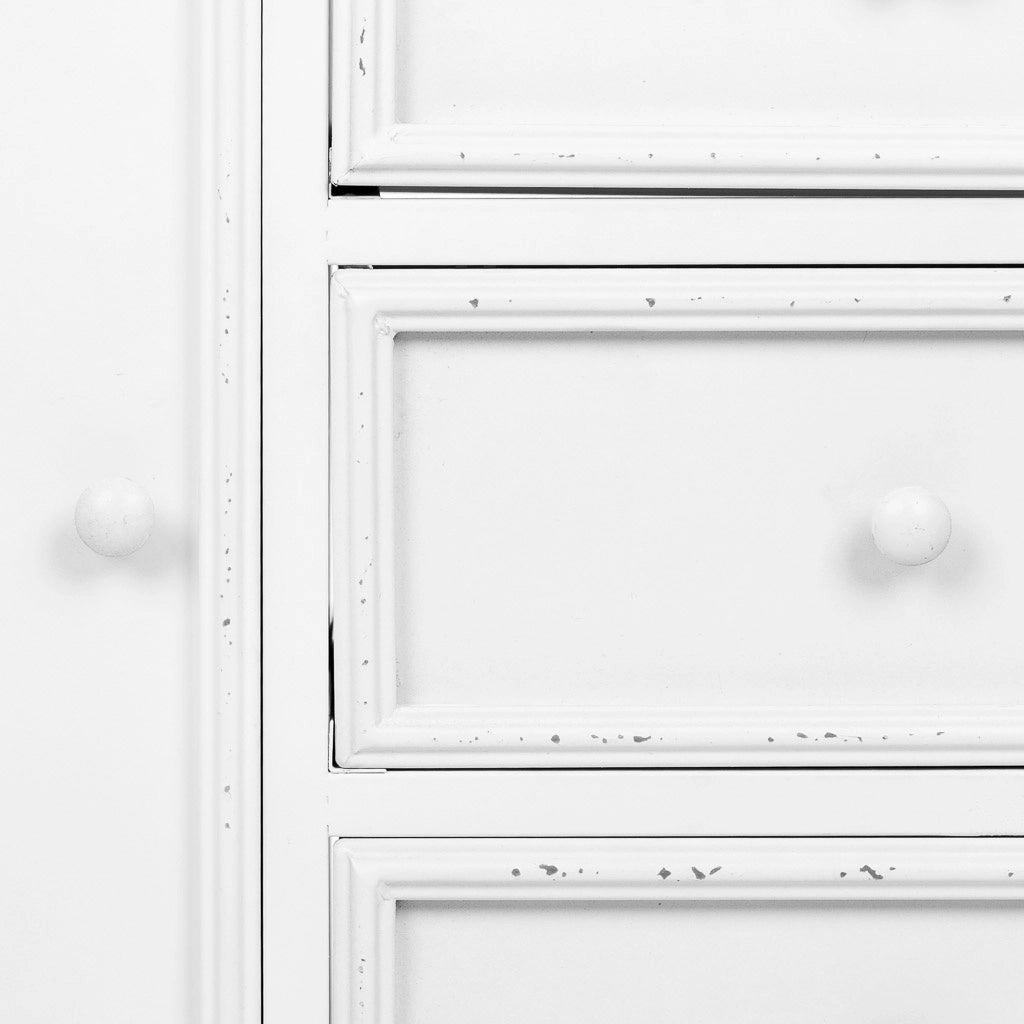 Credenza in metallo bianco con 2 ante e 3 cassetti 120x41x80h cm