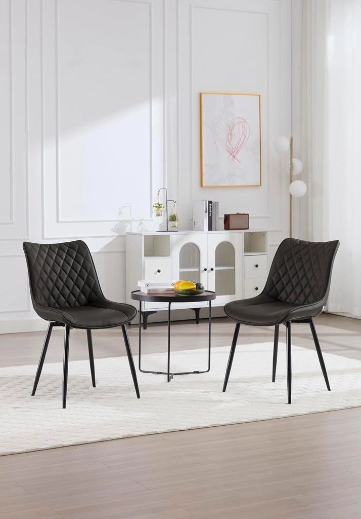 set di 6 sedie sala da pranzo sedie cucina moderne sedie imbottite Adatte per Sala Pranzo, Soggiorno, Camera da Letto Estetica in Ecopelle Antracite Metallo BH210an-6