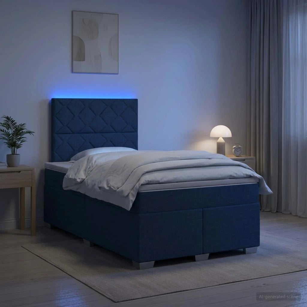 Letto box spring con materasso Blu 120 x 190 cm Tessuto 3454837