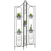 Portapiante Verticale Pieghevole con 5 Vasi da Esterno in Metallo, 82x12.5x150cm, Nero