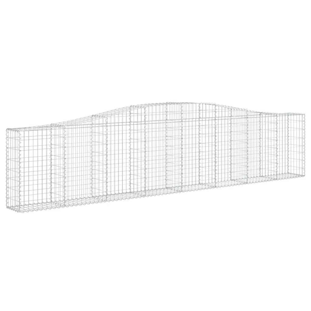 Cestini gabbioni recinzione a gabbia muro di contenimento ad arco 7 pezzi 400 x 30 x 80/100 cm ferro zincato argento 02_0041131