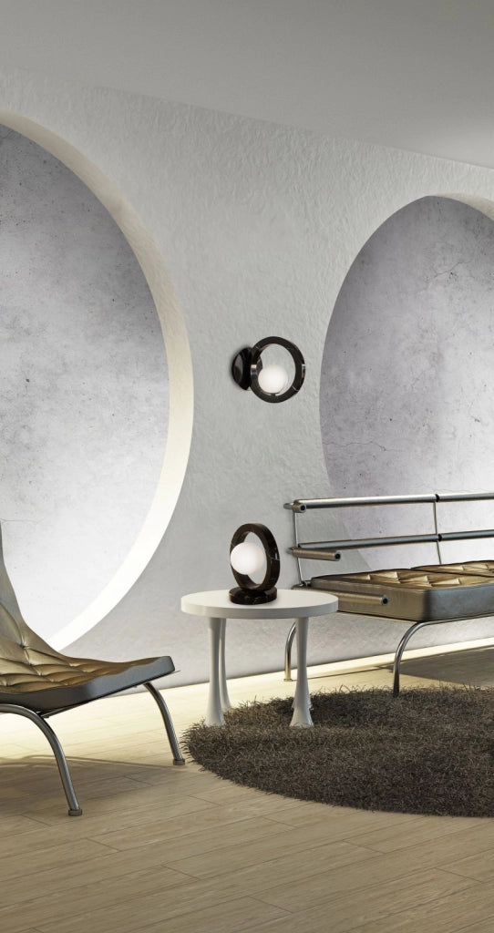 DEA-A Applique a parete 1 luce effetto marmo nero e vetro stinato attacco G9
