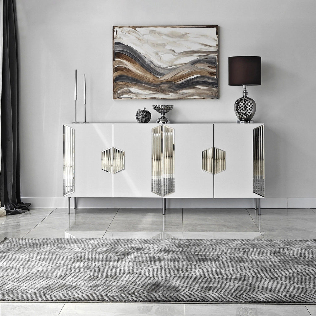 Madia Trigolo, Credenza 4 Ripiani, 180x40x80h cm Bianco