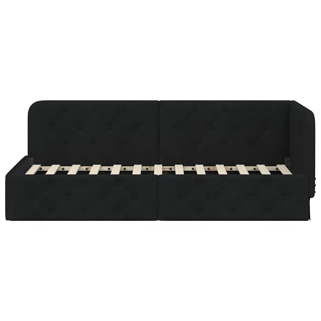 Cornice del letto ad angolo Nero 80 x 200 cm Tessuto